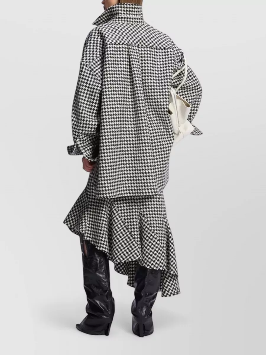 The Attico Wool Houndstooth Relaxed-Fit Shirt Jacket