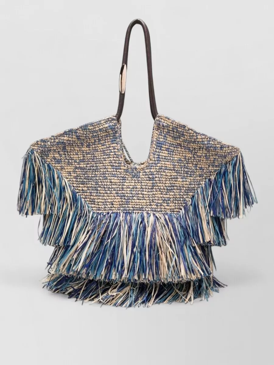Zimmermann raffia fringed medium tote bag