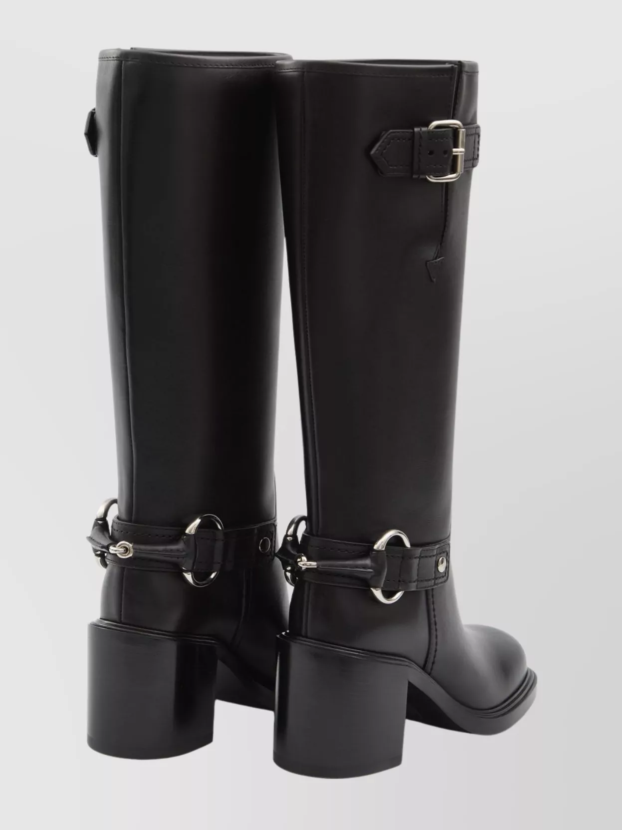 Gucci Below-The-Knee Round Toe Leather Boot