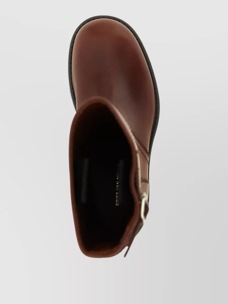Dries Van Noten Leather Biker Mid-Calf Boots