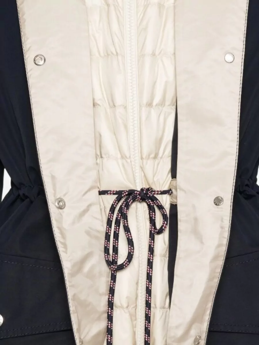 Moncler Begonia Hooded Jacket Drawstring Waist Pockets In Blue