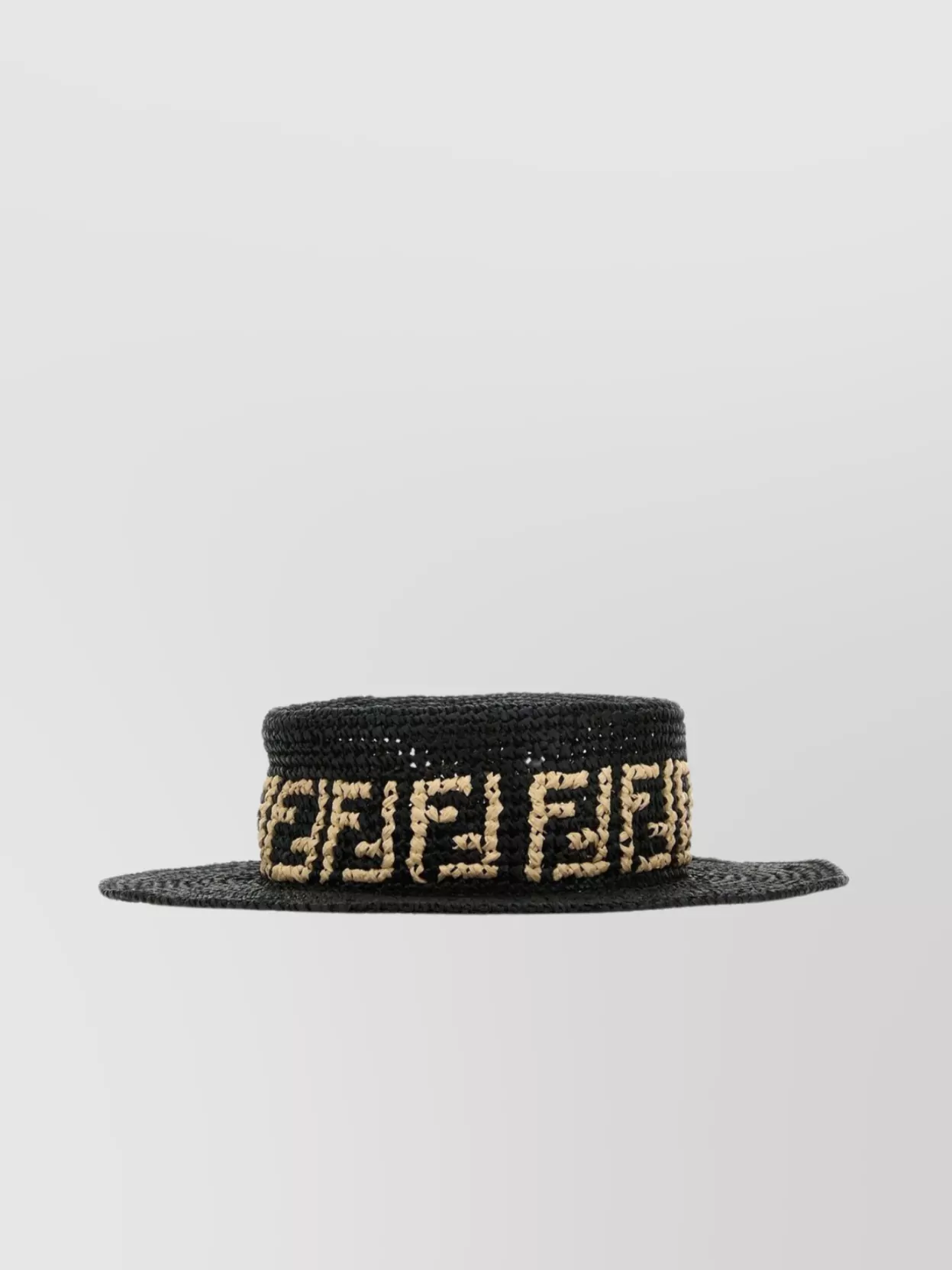 Shop Fendi Brimmed Design Raffia Hat Contrast Pattern