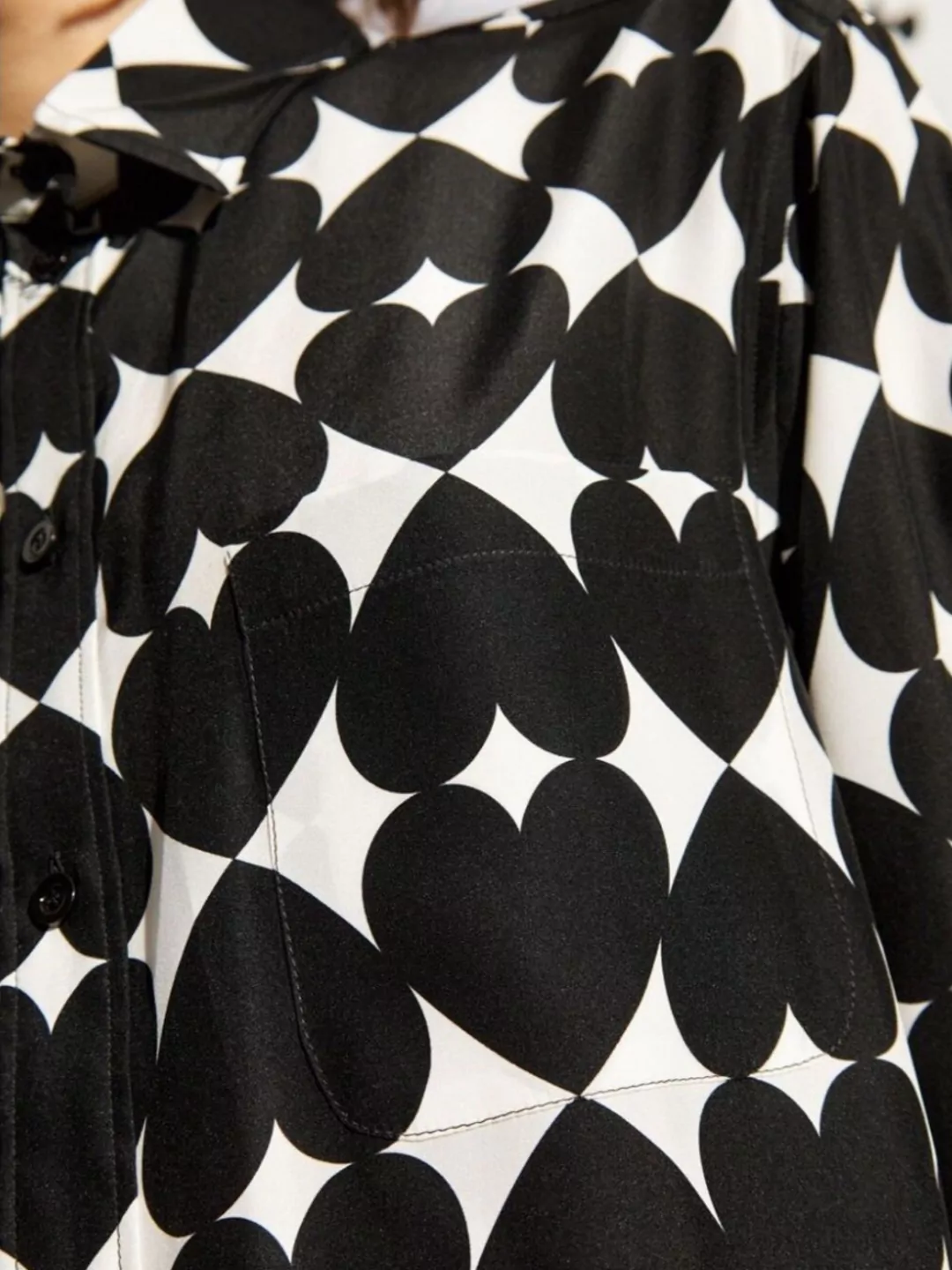 Moschino Heart Print Silk Matte Shirt