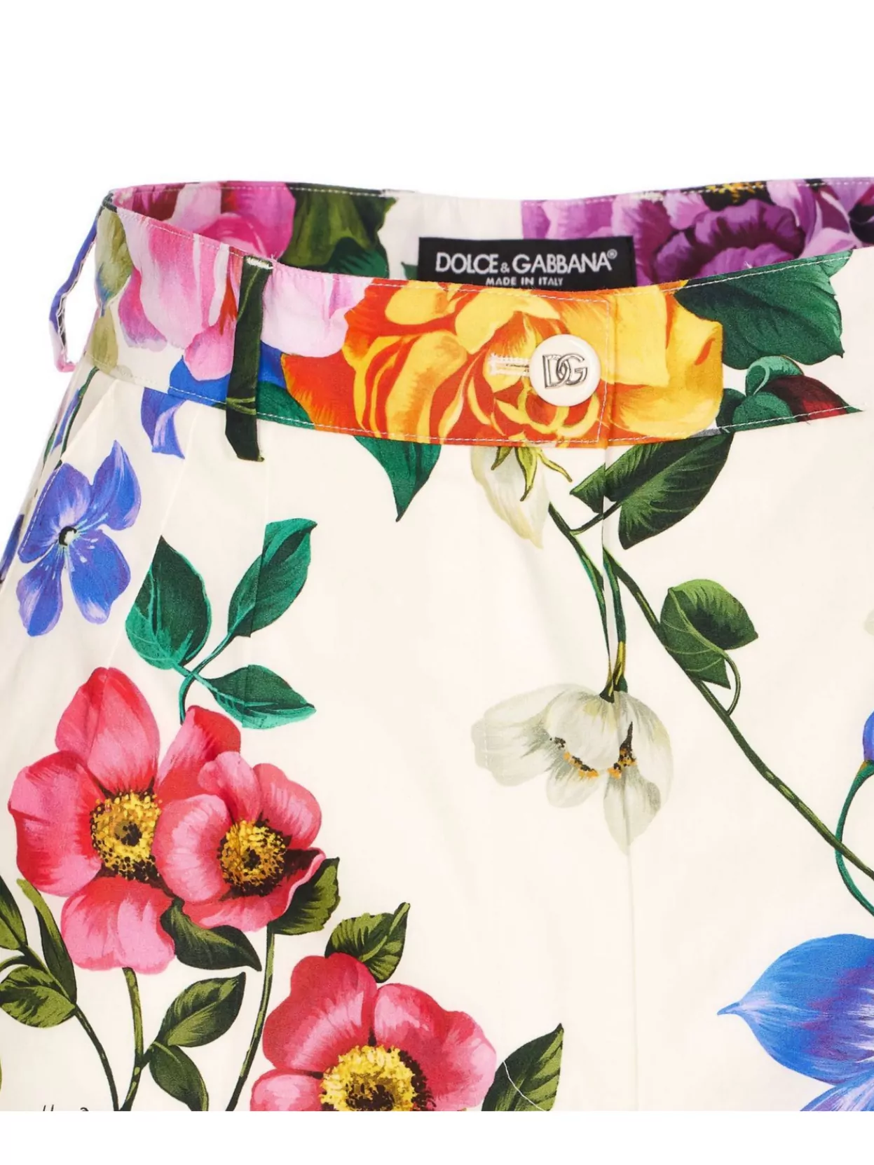 Dolce & Gabbana High Waist Floral Print Shorts With Pockets