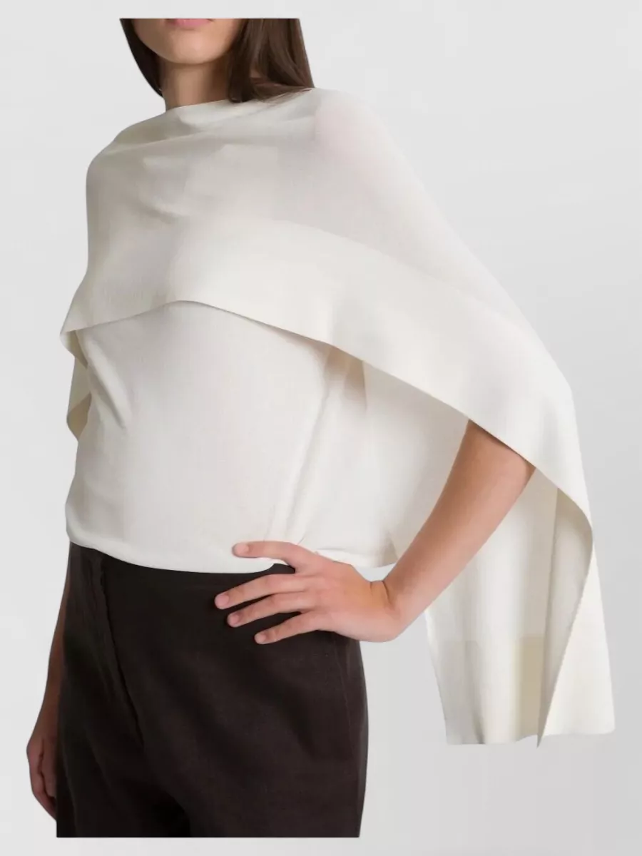 Alberta Ferretti Sleeveless Cape Shirt High Neck Overlay