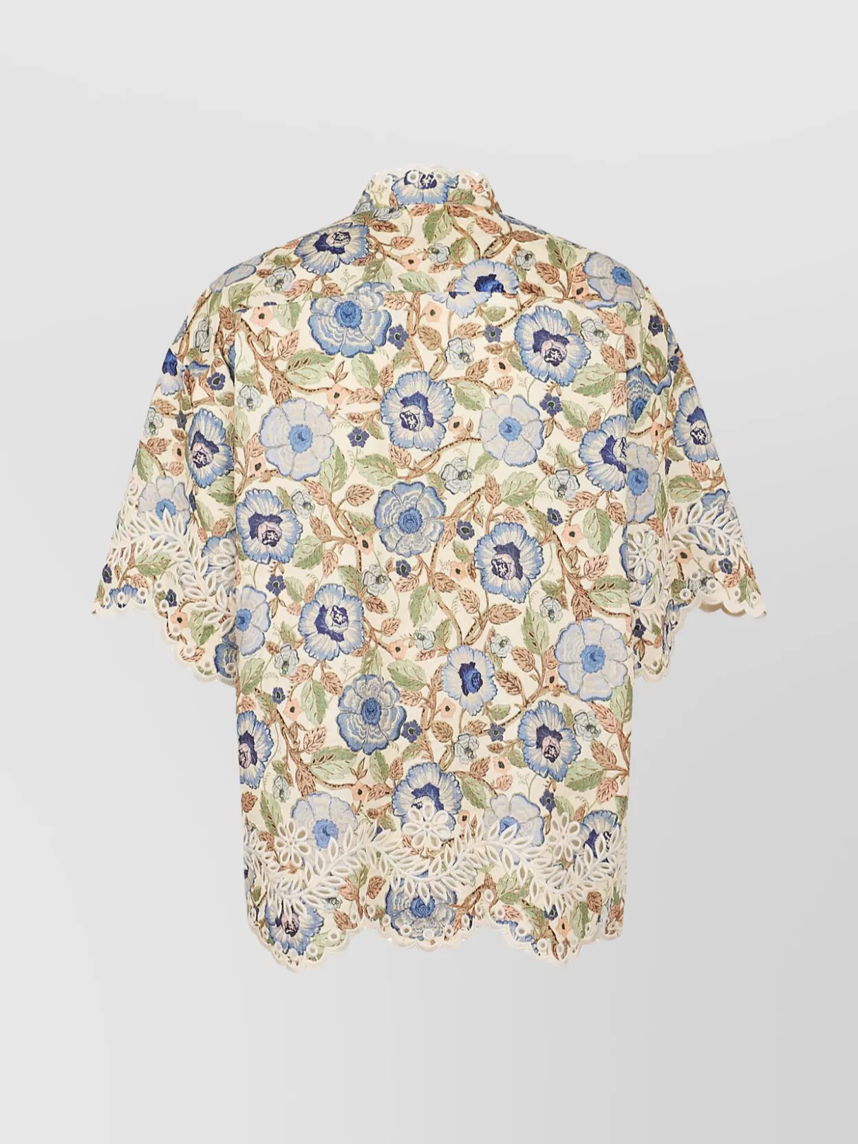 Shop Zimmermann Short Sleeve Floral Embroidered Shirt