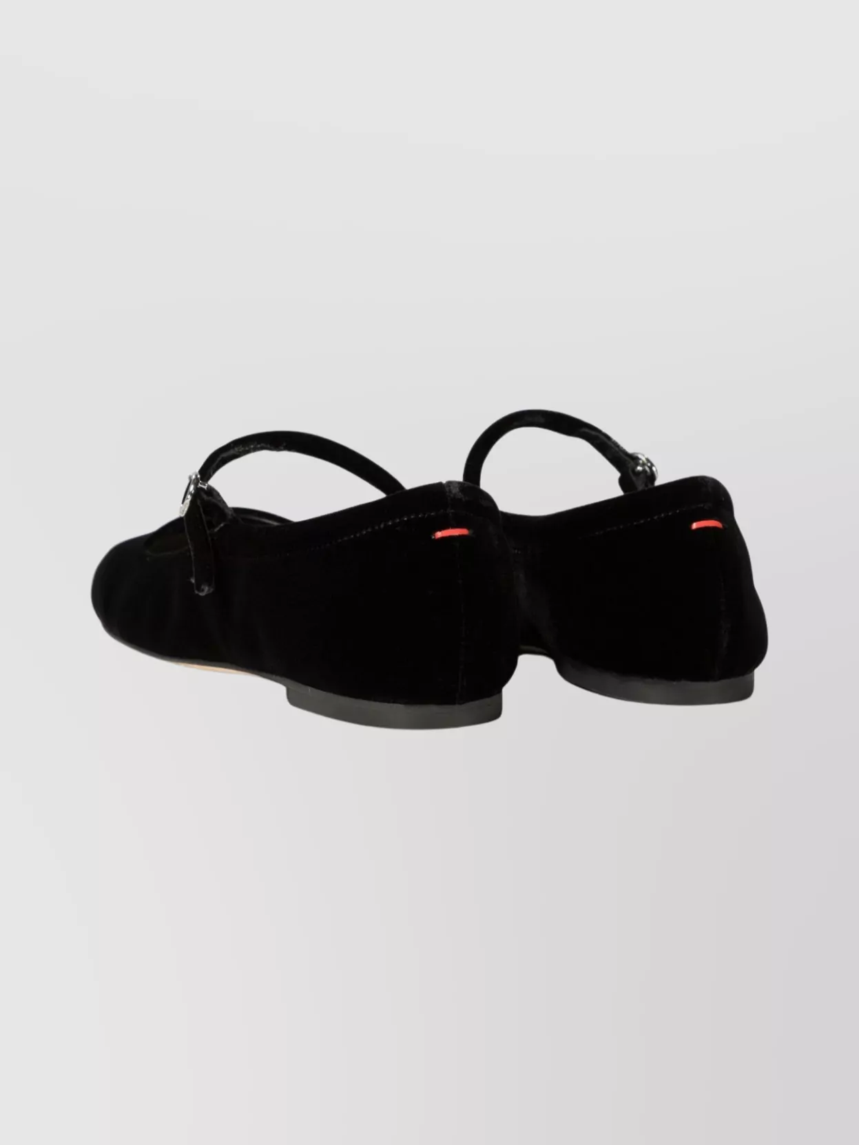 Aeyde Round Toe Velvet Ballerina Shoes With Strap In Black