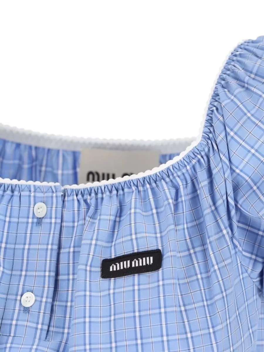 Miu Miu Checked Cotton Mini Dress