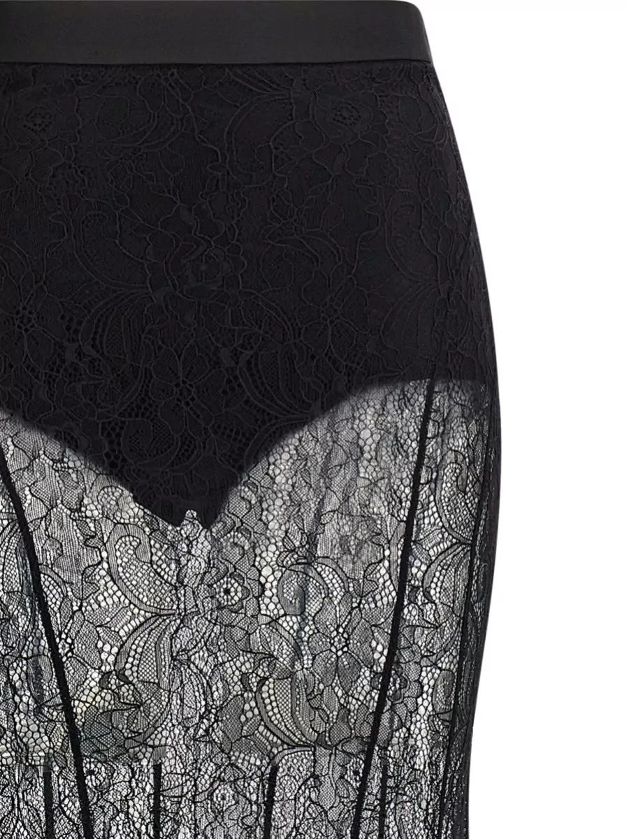 Elisabetta Franchi High-Rise Lace Maxi Skirt