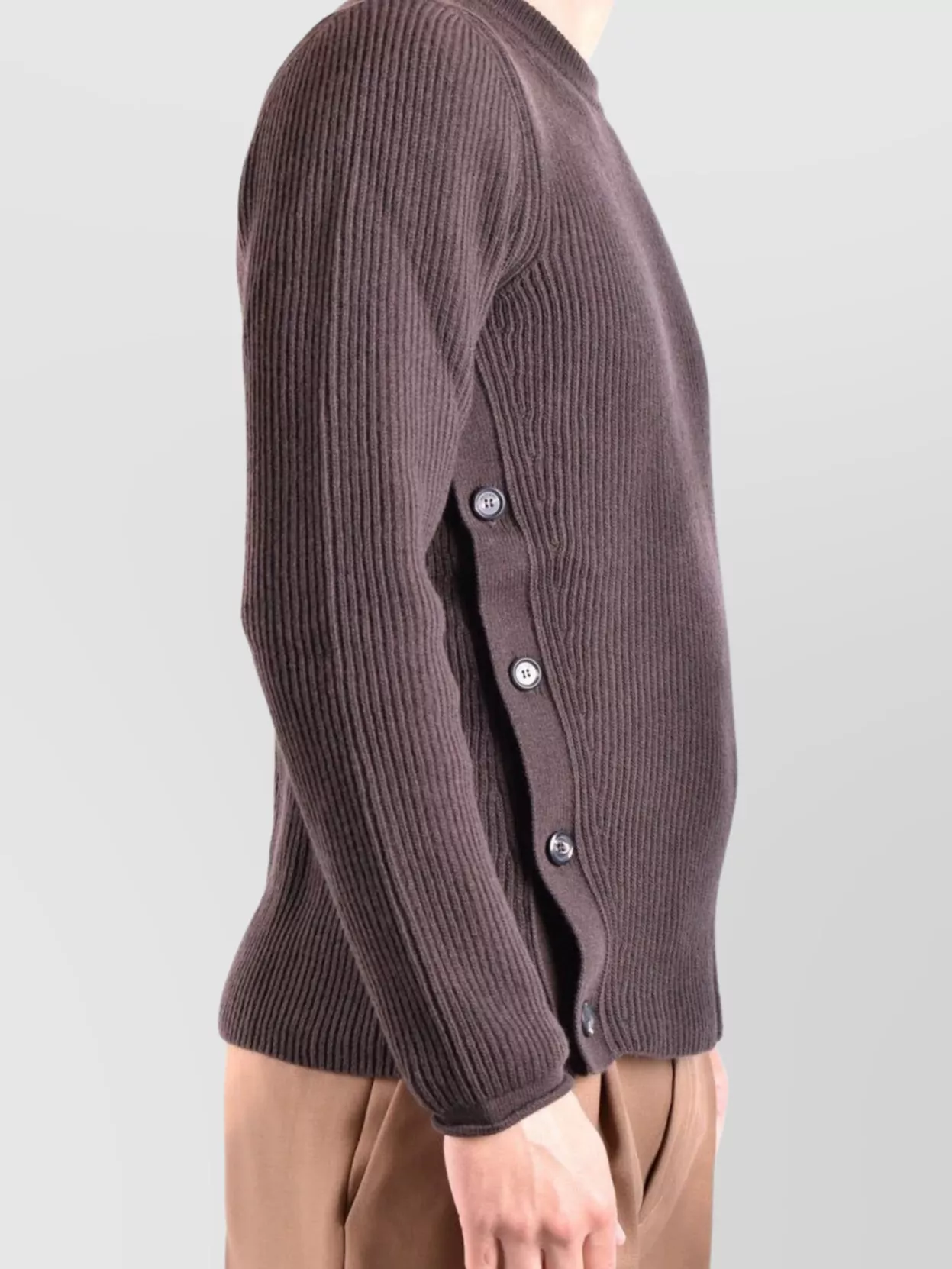 Moschino Ribbed Texture Sweaters With Side Button Detailing