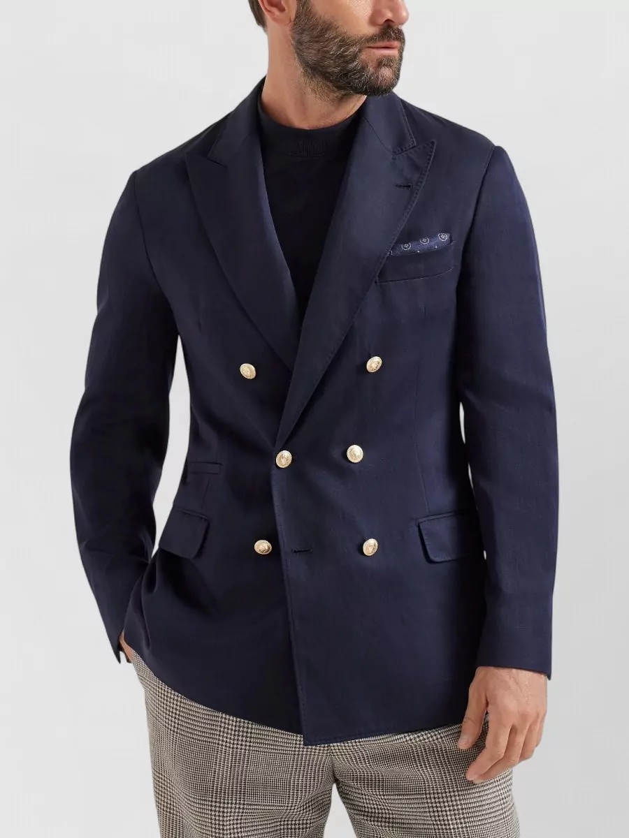 Brunello Cucinelli Silk Linen Double-Breasted Blazer