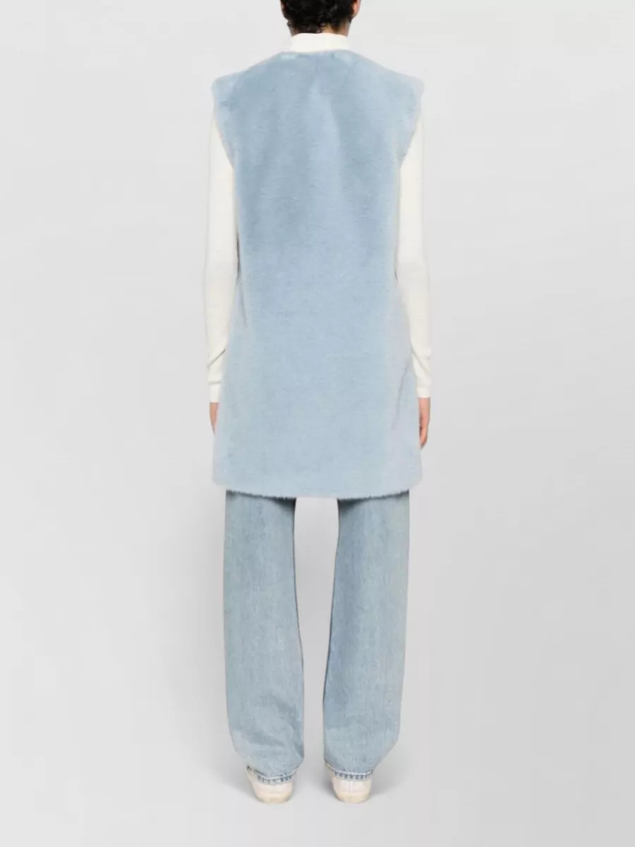 Herno Faux Fur Sleeveless Round Neck Coat