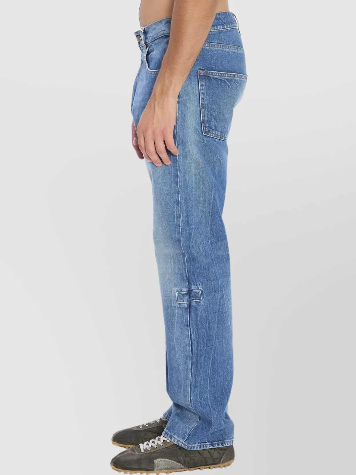 Maison Margiela Denim Trousers Featuring Front Patch In Blue