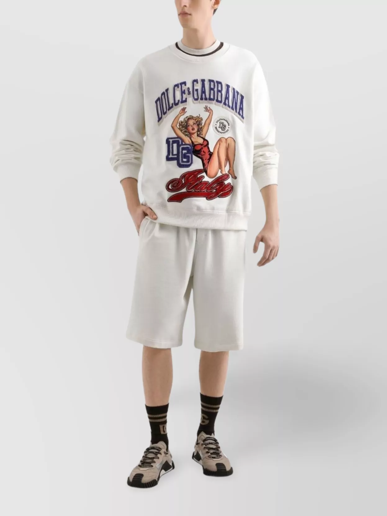 Dolce & Gabbana Sweatshirt With Pin-up Print In White