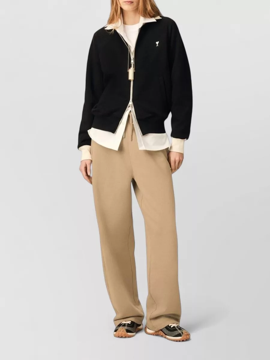 Ami Paris Cotton Boxy Zip Sweatshirt