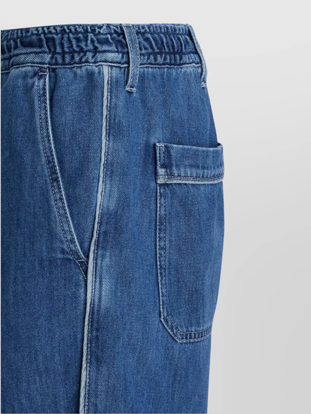 MARNI DENIM BERMUDA CONTRAST STITCHING SHORTS