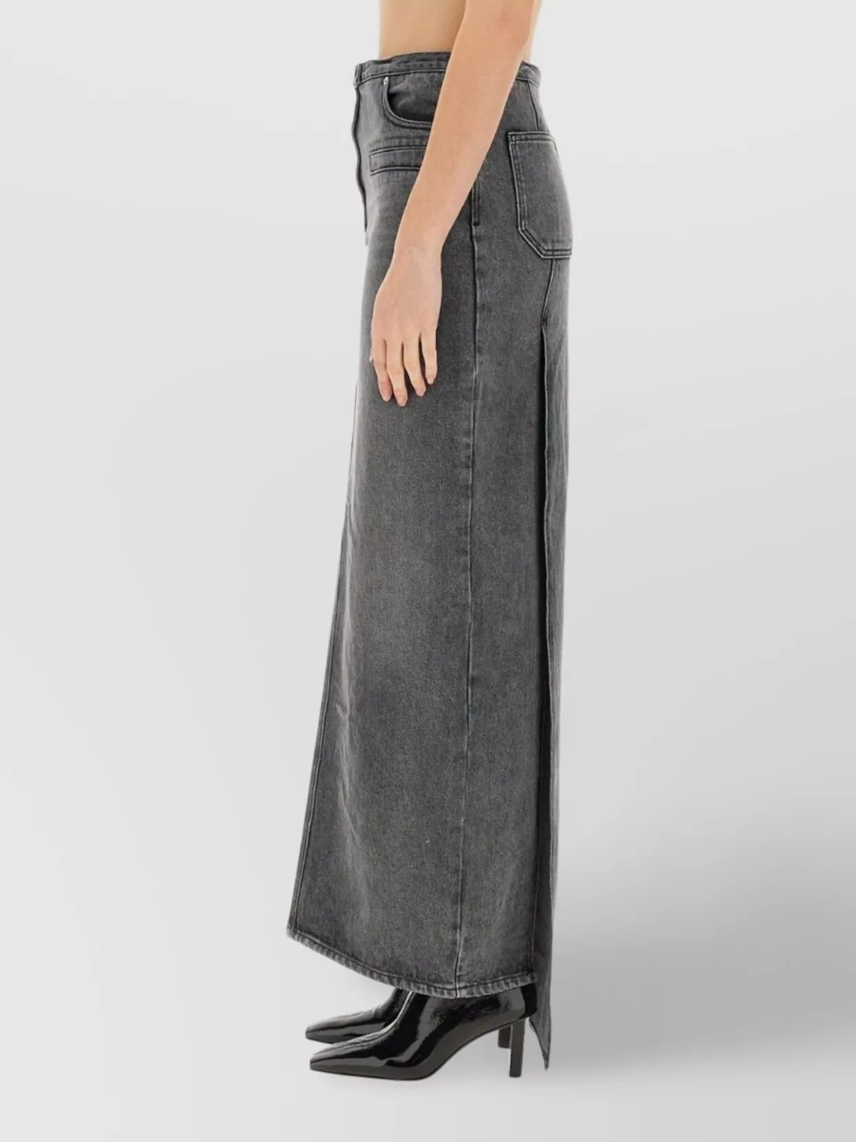 Shop Courrèges Denim Skirt With Back And Front Pockets