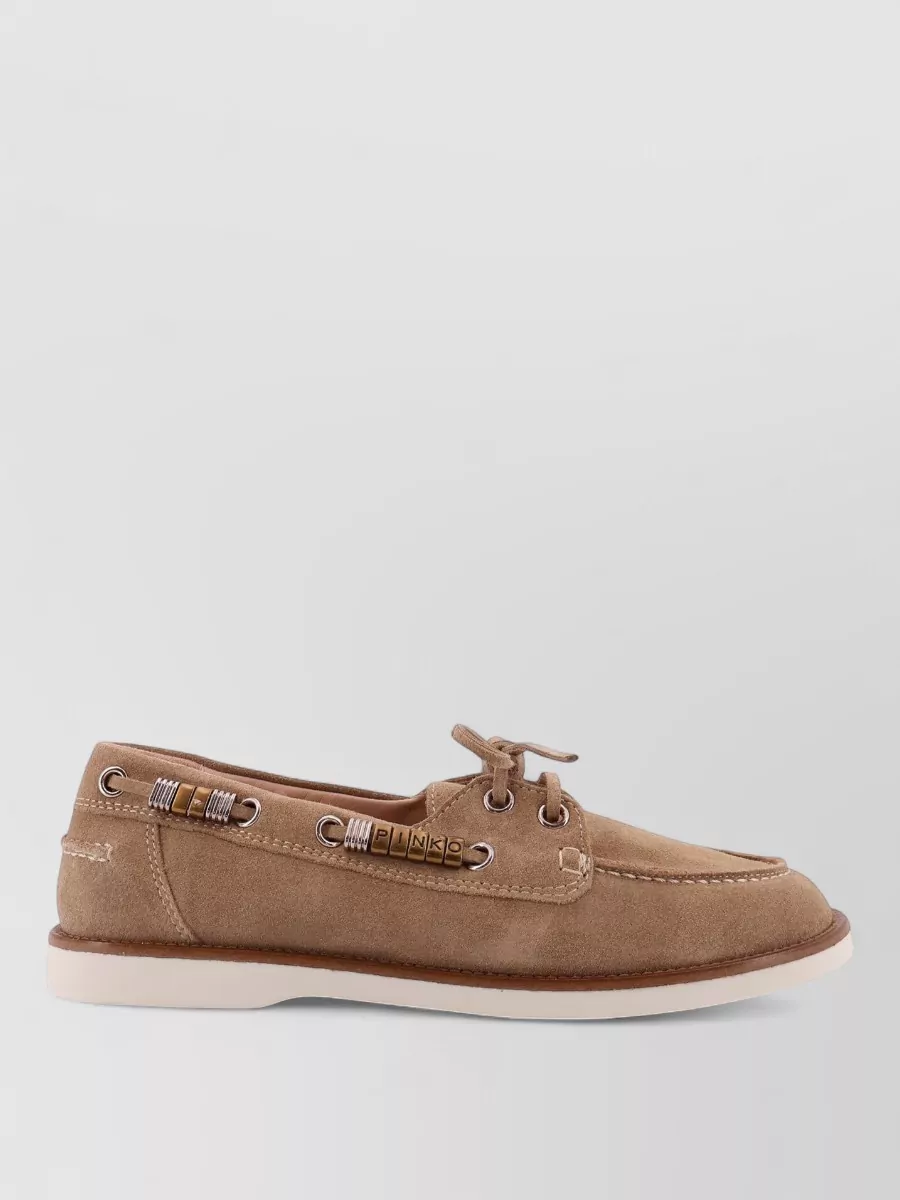 Pinko Loafers Lace Detail Rubber Sole Moccasins
