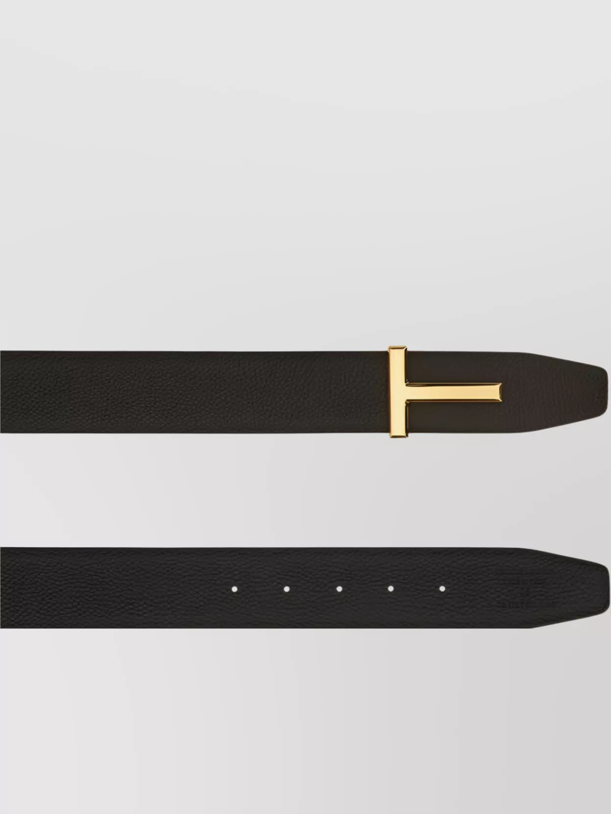 Tom Ford Adjustable Textured Leather Belt With Gold-tone Buckle In Black