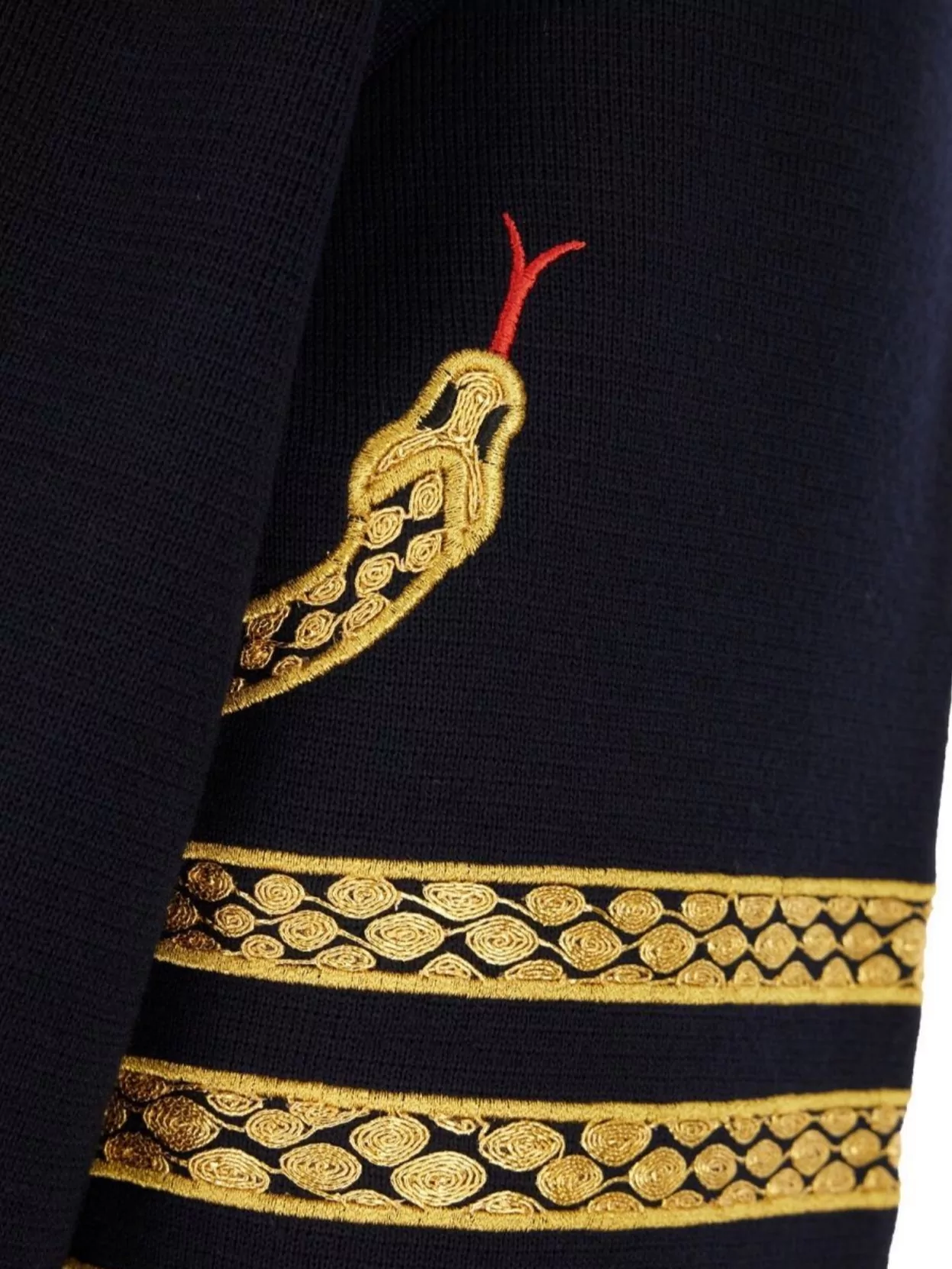 Thom Browne Midnight Wool V-Neck Cardigan With Embroidered Detail