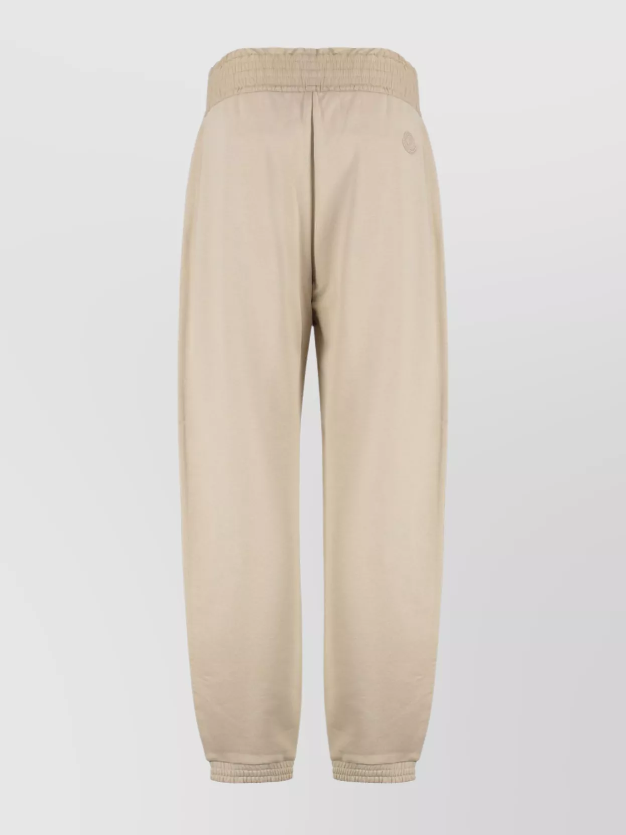 Moncler Sport Trousers With Patch And Elastic Ankle Cuffs In Neutral