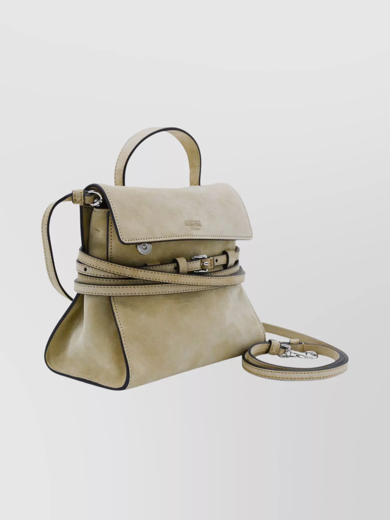 Moschino Suede Shoulder Bag Adjustable Strap