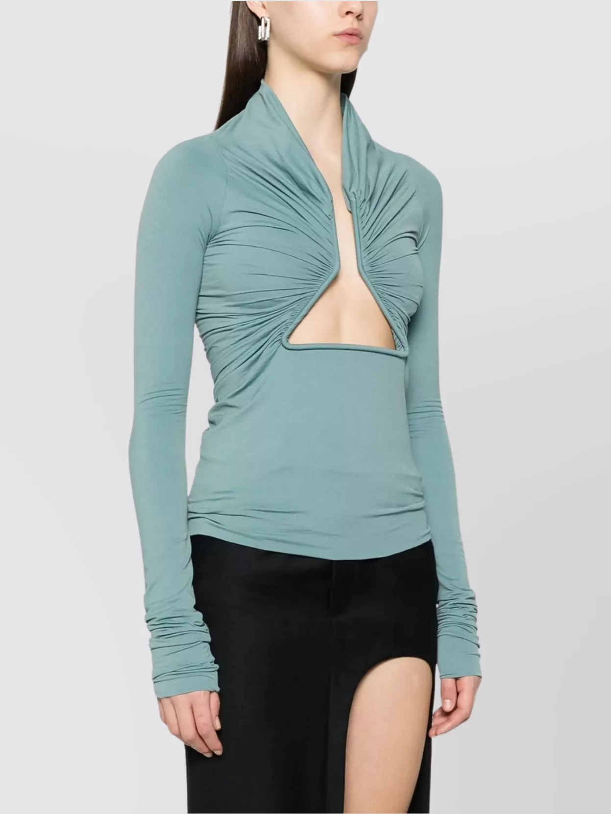 Rick Owens Long Sleeve Jersey Top With Cut-Out Detail
