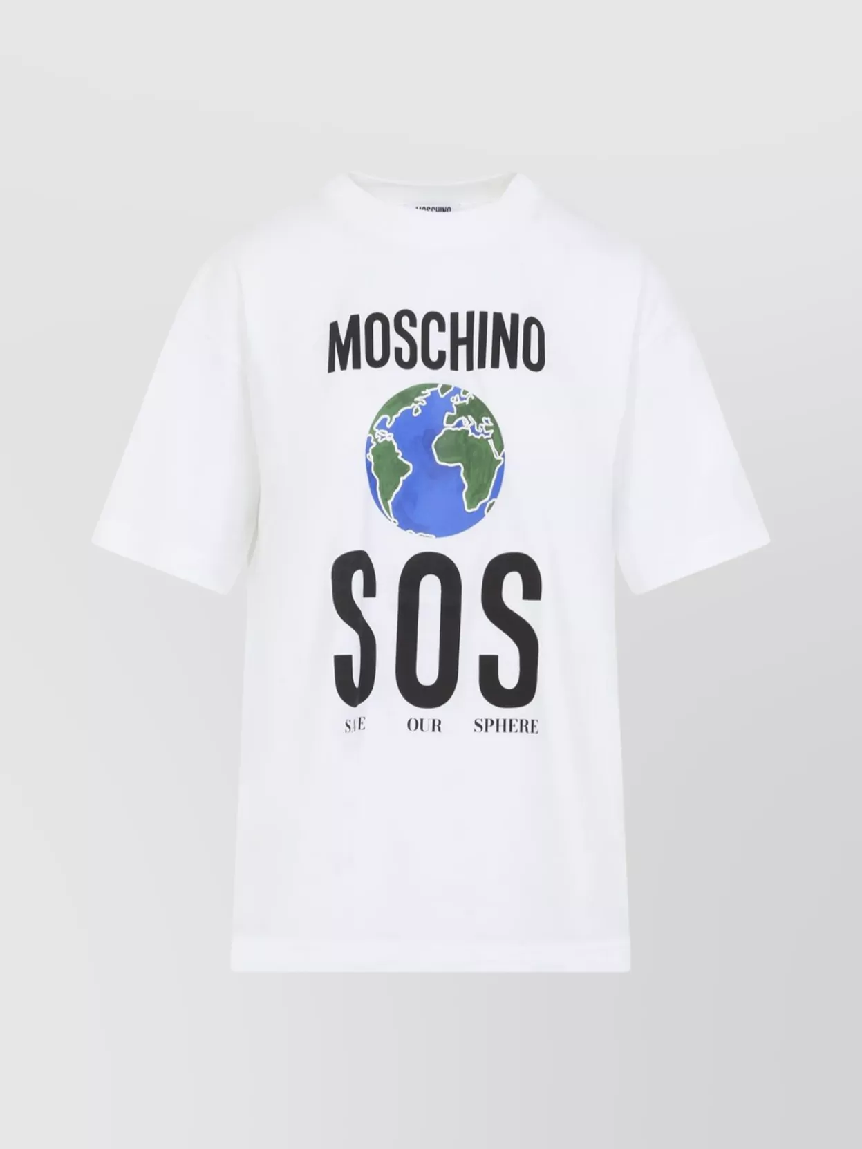 Moschino Graphic Print Crew Neck Short Sleeves Top In White