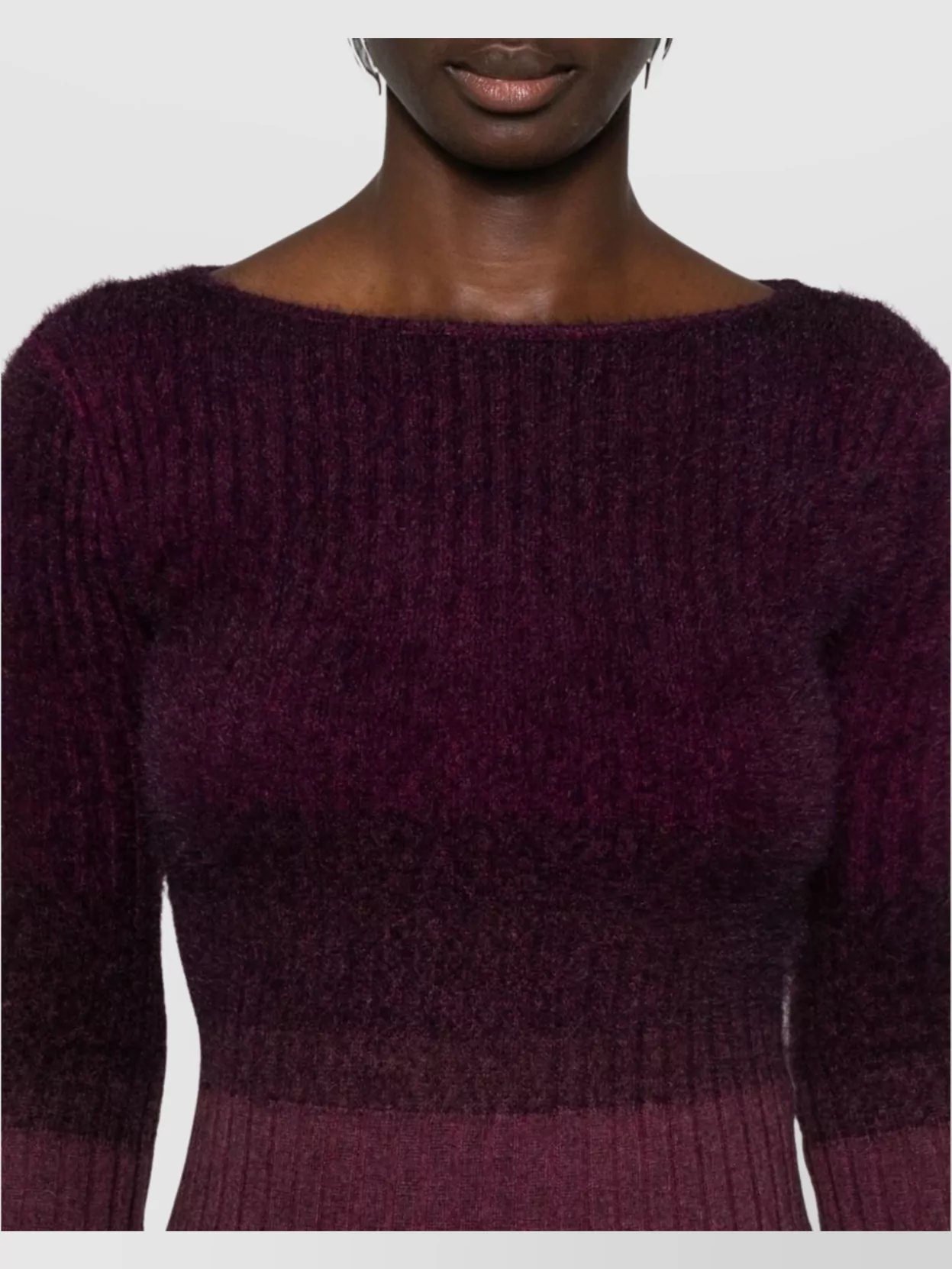 Shop Attico Ribbed Midi Dress Long Sleeves