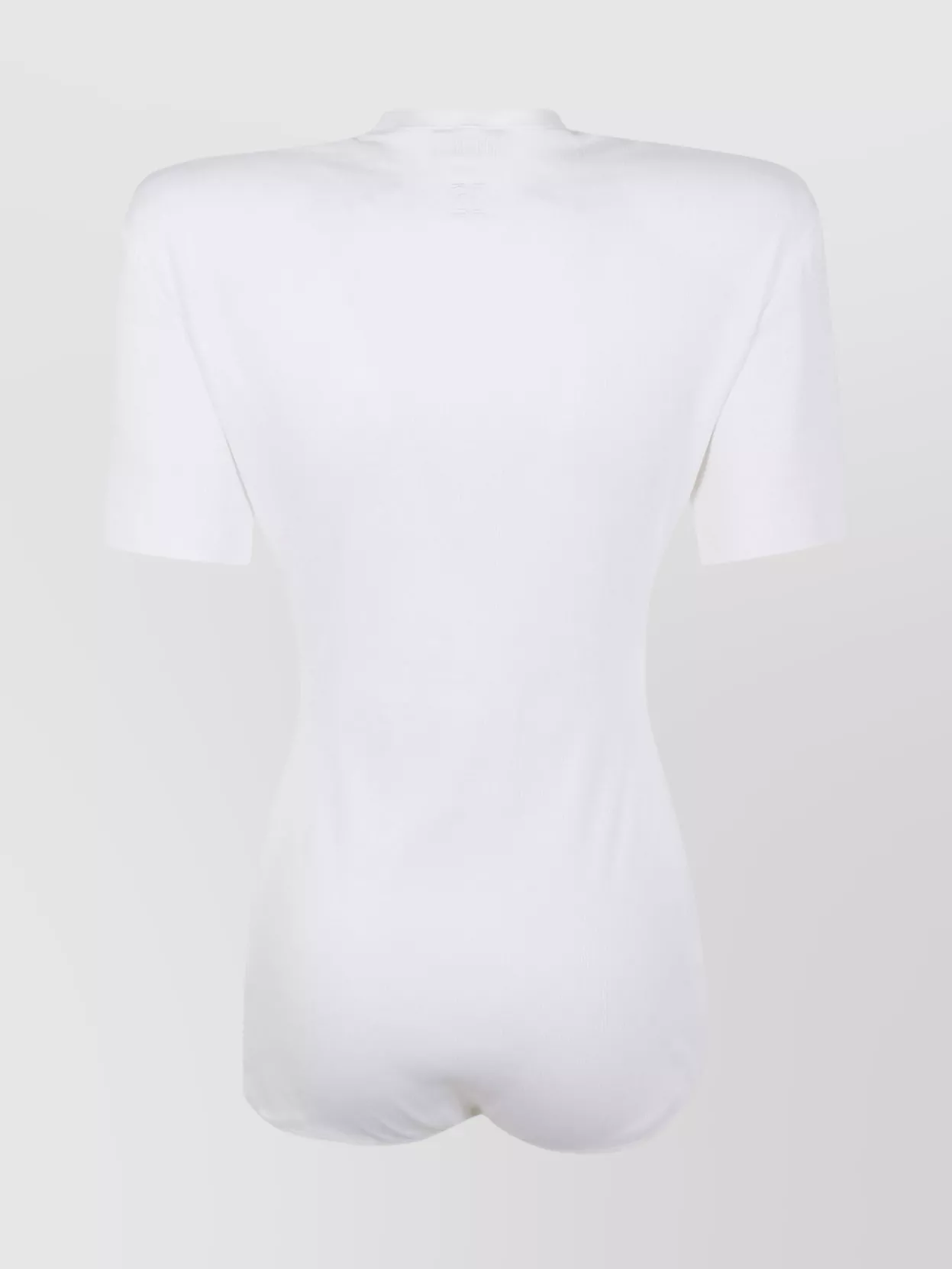 Magda Butrym Crew Neck Ribbed Bodysuit With Ruched Detailing In White