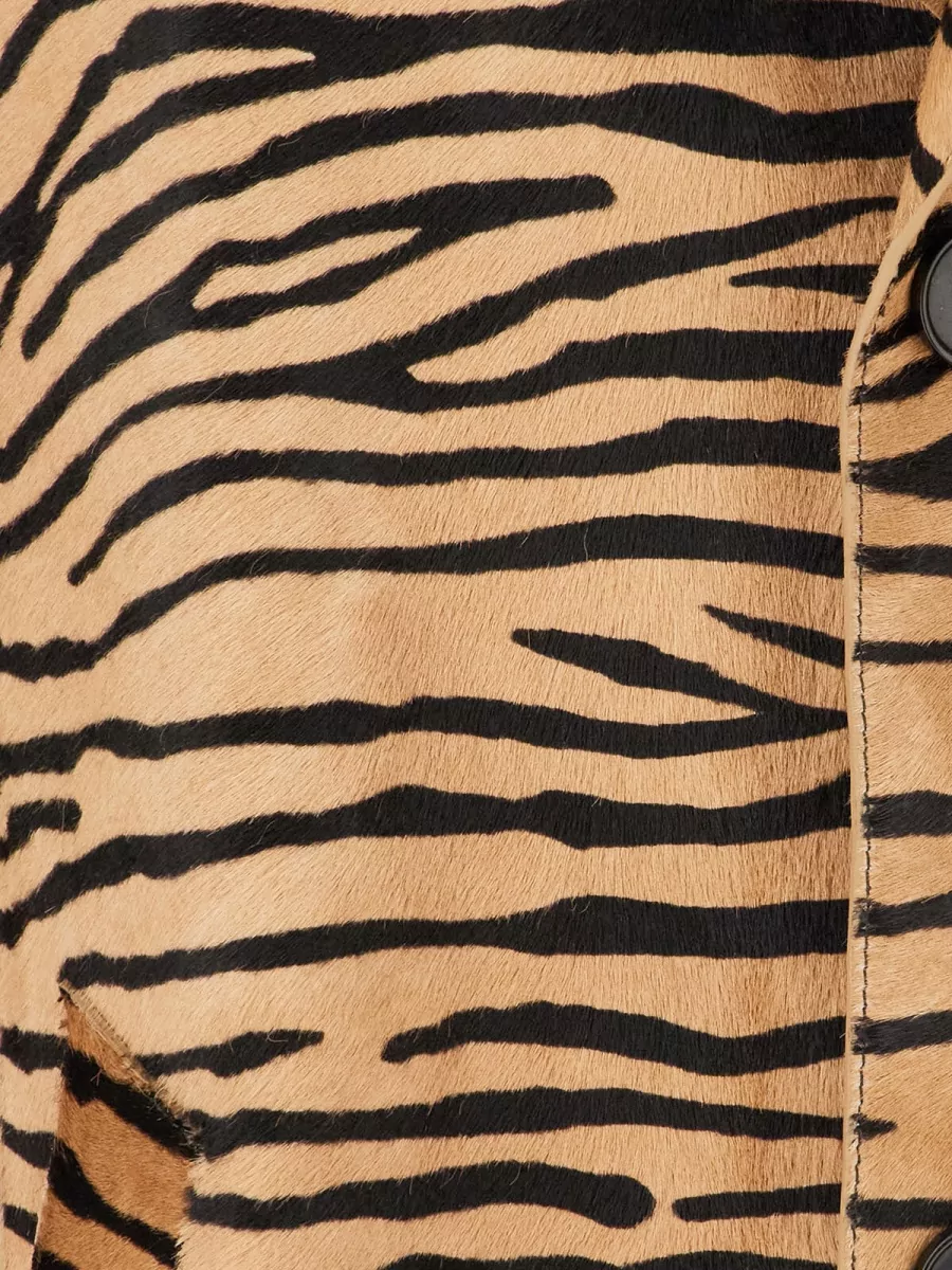 Fendi Tiger Print Calf Leather Single-Breasted Coat