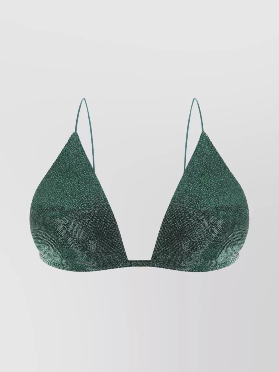 Shop Nué Sparkling Rhinestone Bikini Top In Green