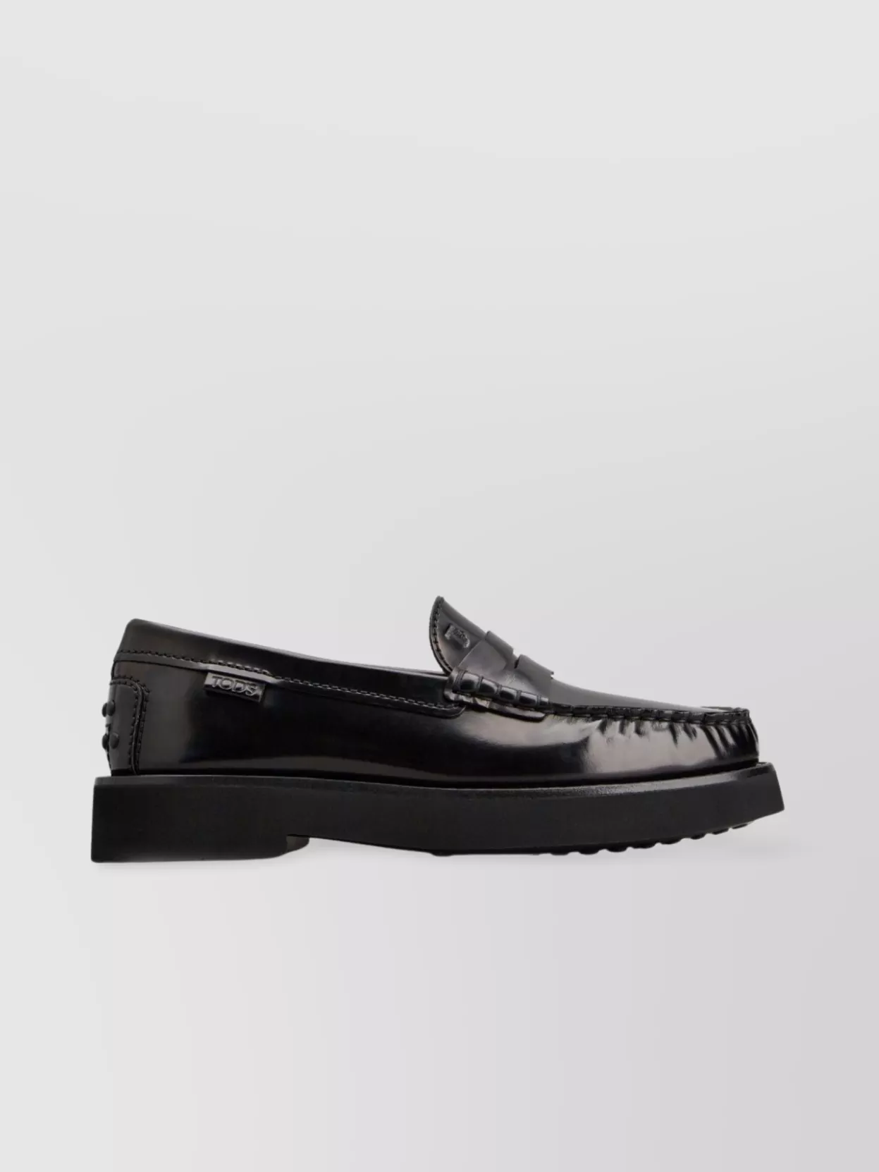Tod's Block Heel Loafers Penny Strap In Black