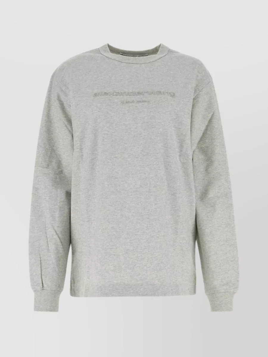 Shop Alexander Wang Oversized Long-sleeve Cotton Top In Grey