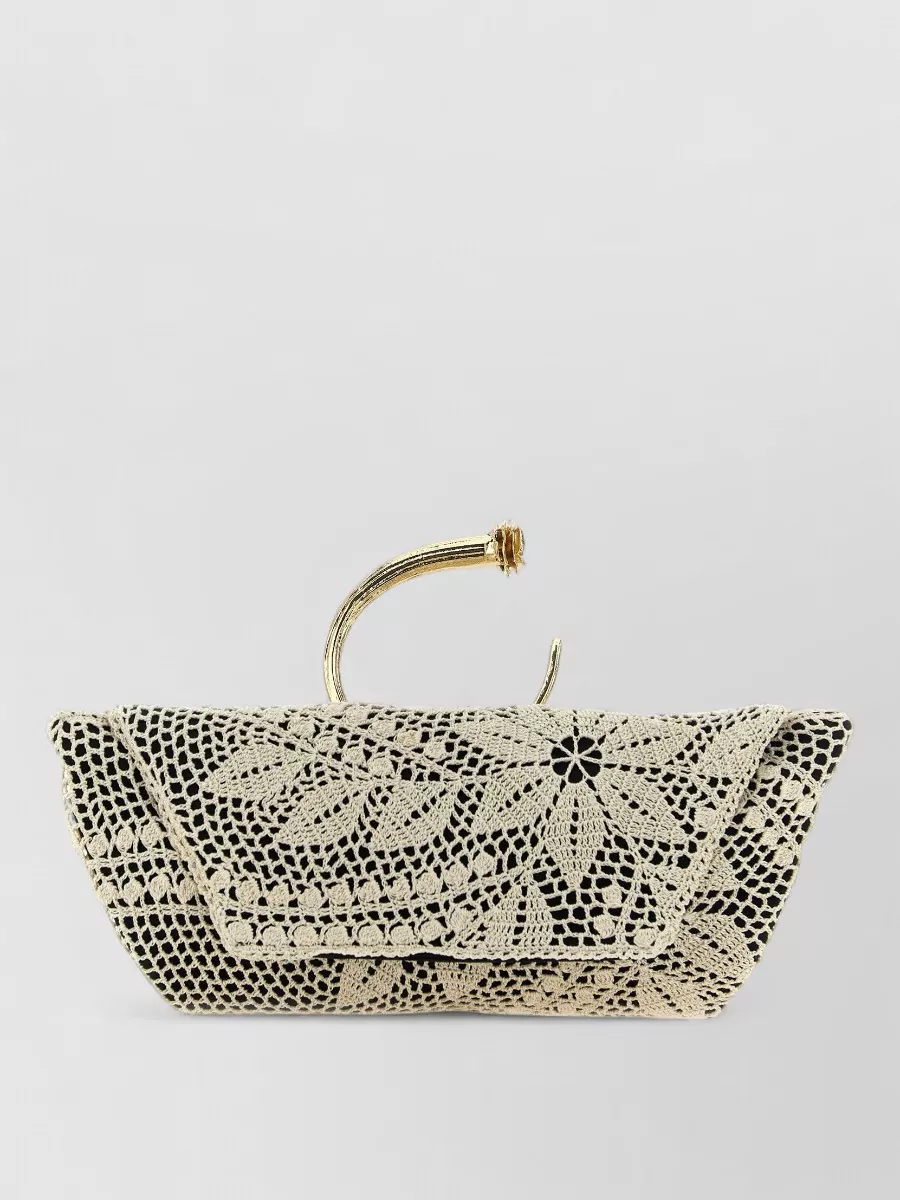 Magda Butrym rose silk crochet mini clutch bag