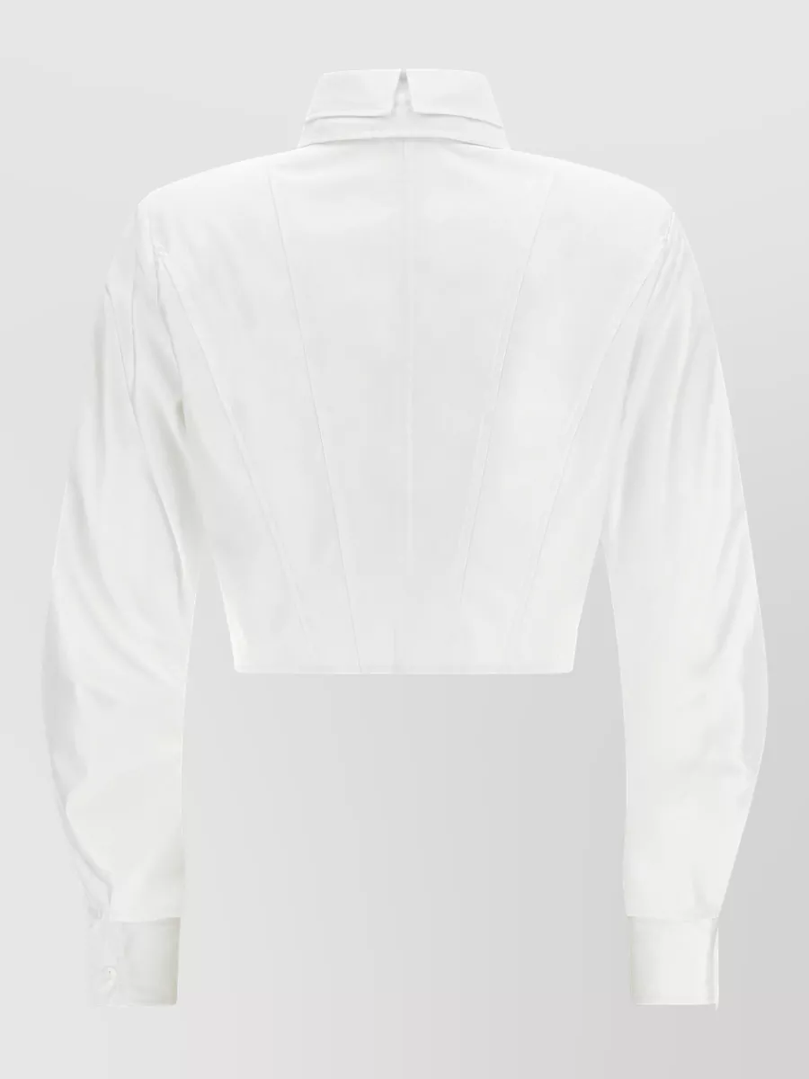 Elisabetta Franchi Cropped Pleated Bustier Cotton Shirt
