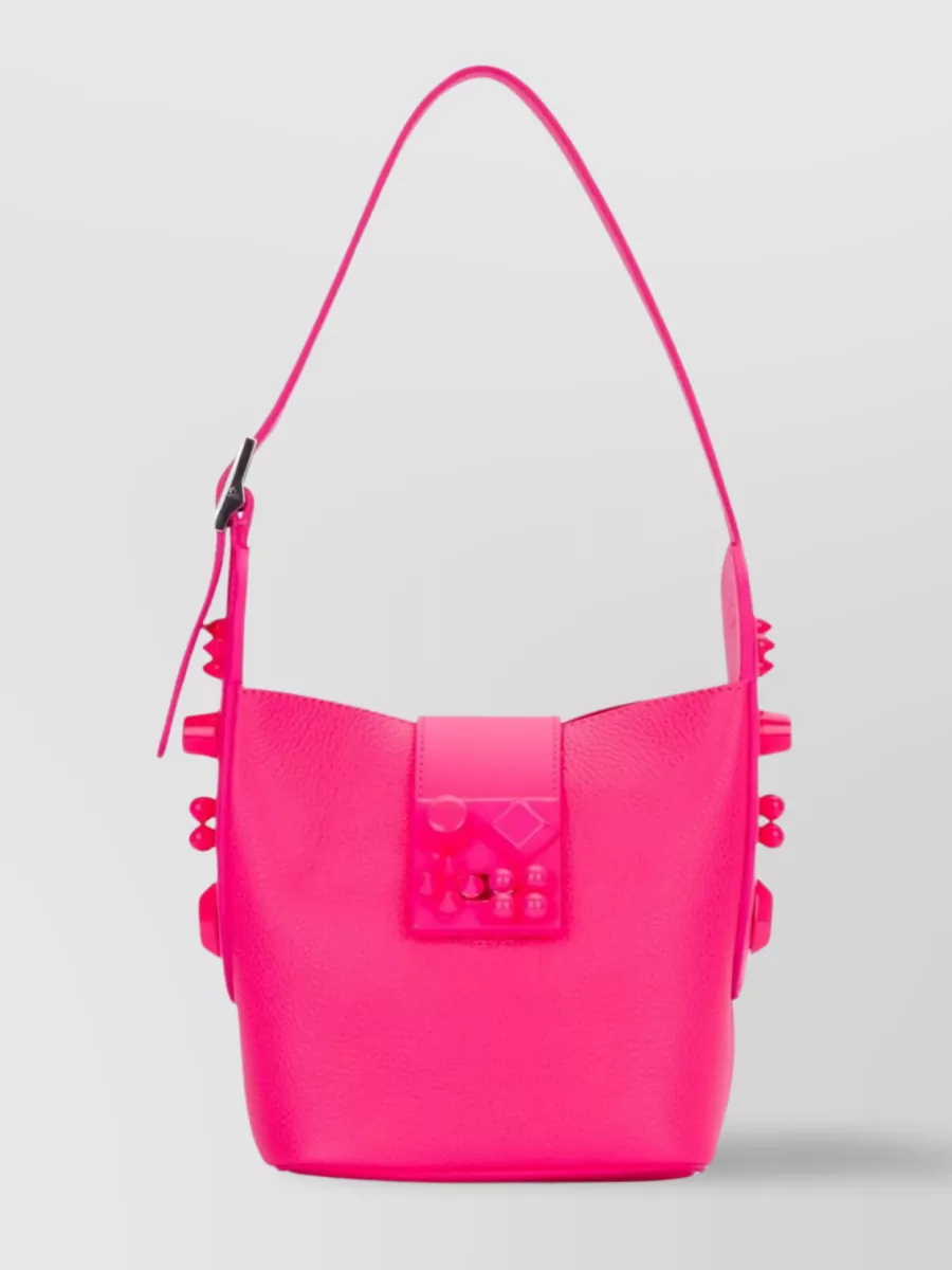 Shop Christian Louboutin Embellished Leather Shoulder Bag In Pink