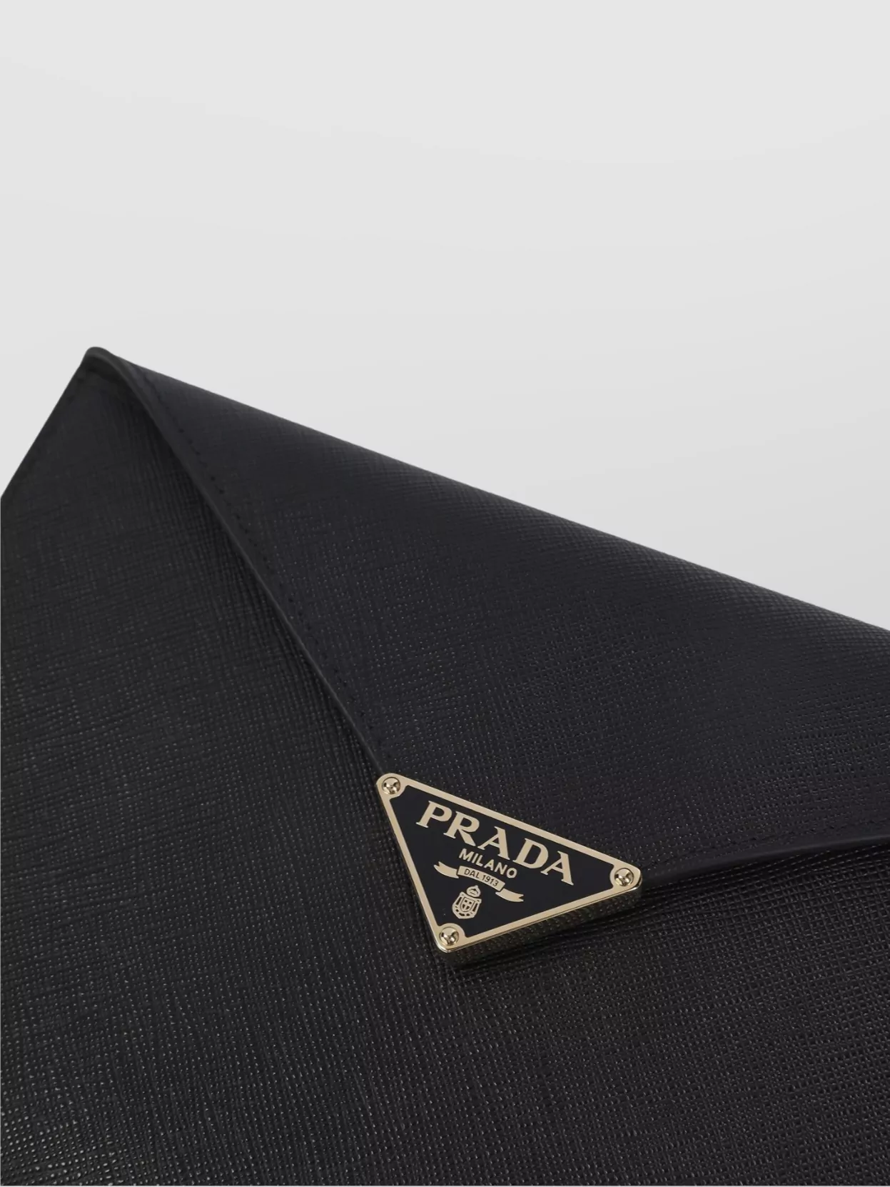 Prada Leather Envelope Clutch Triangle Logo