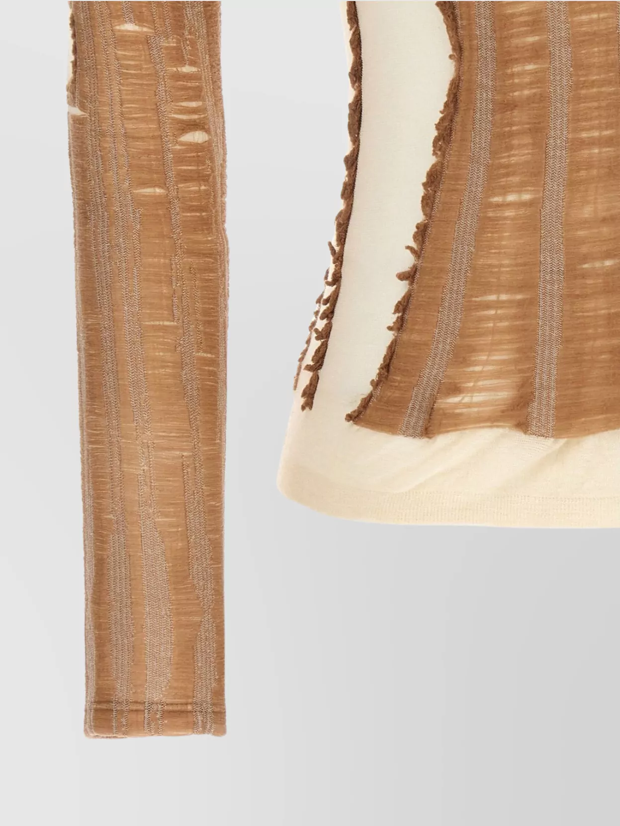 Diesel Textured Distressed Sheer Panel Long Sleeve Top