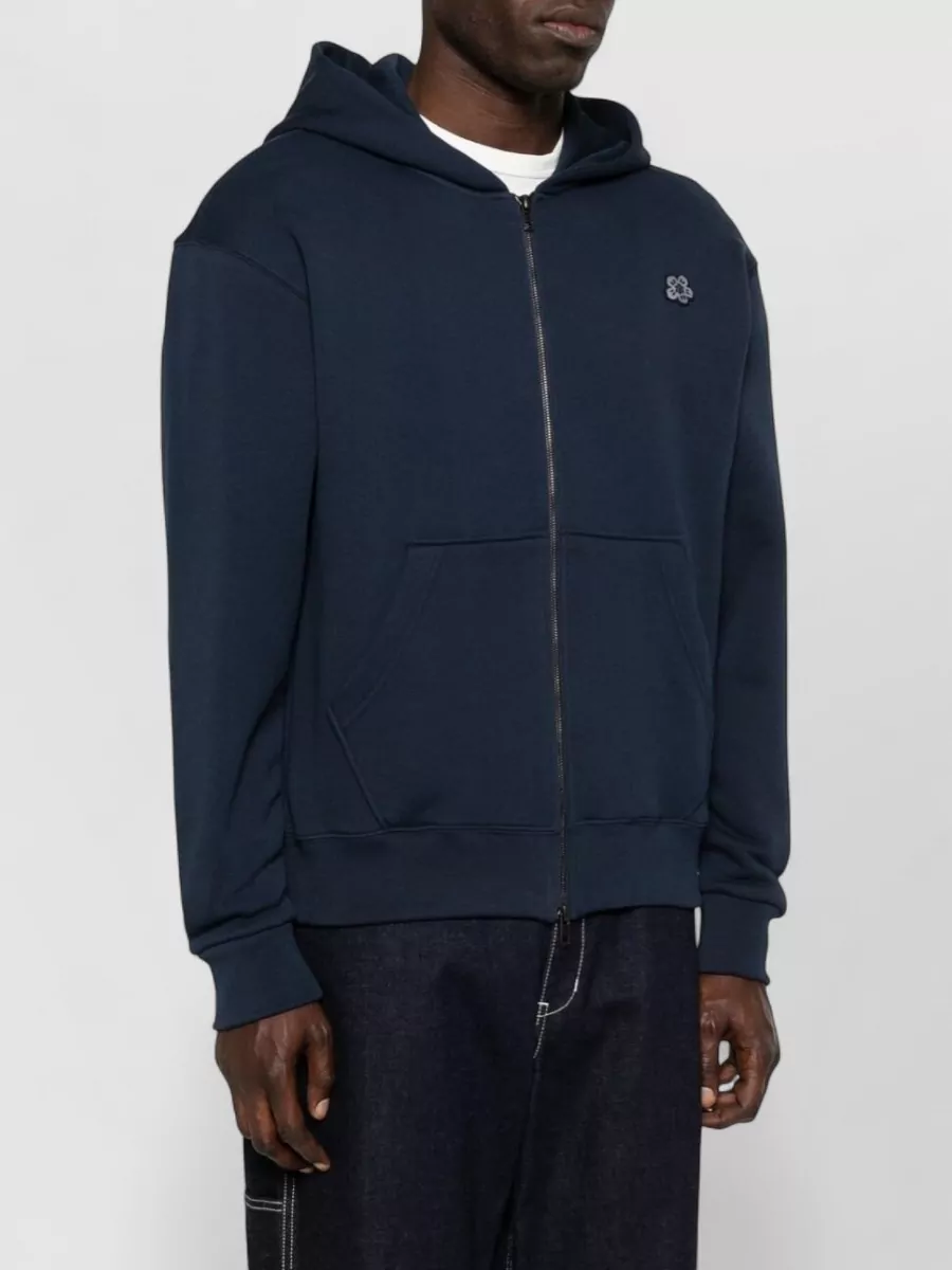 Kenzo Hooded Crewneck Silk Blend Knit Sweater