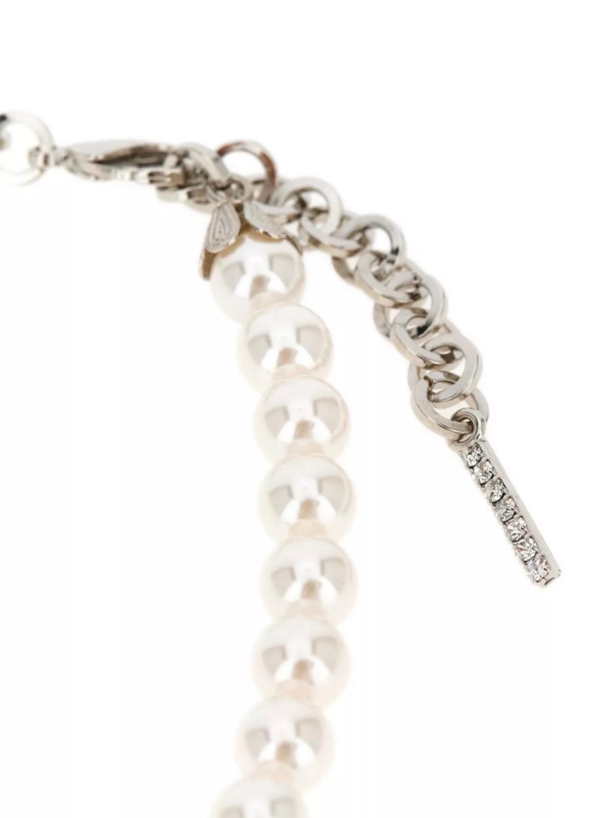 Alessandra Rich Heart-Shaped Pearl Necklace Crystal Embellishments