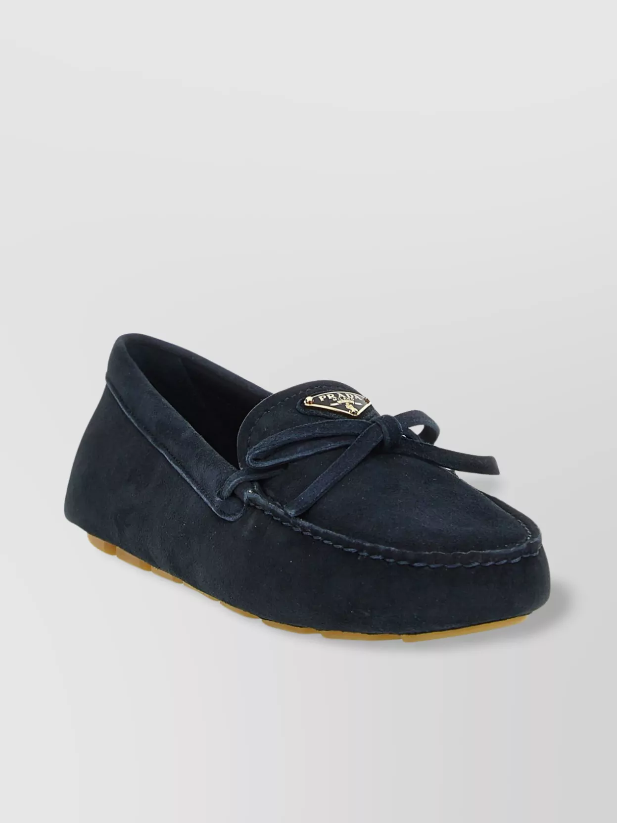 Prada 'bowtie Detail Round Toe Loafers' In Blue