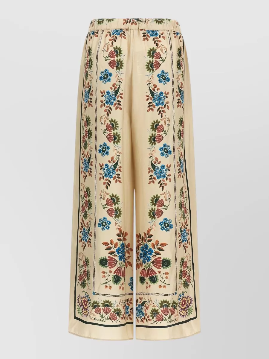 Weekend Max Mara Silk Printed Cropped Wide-Leg Trousers