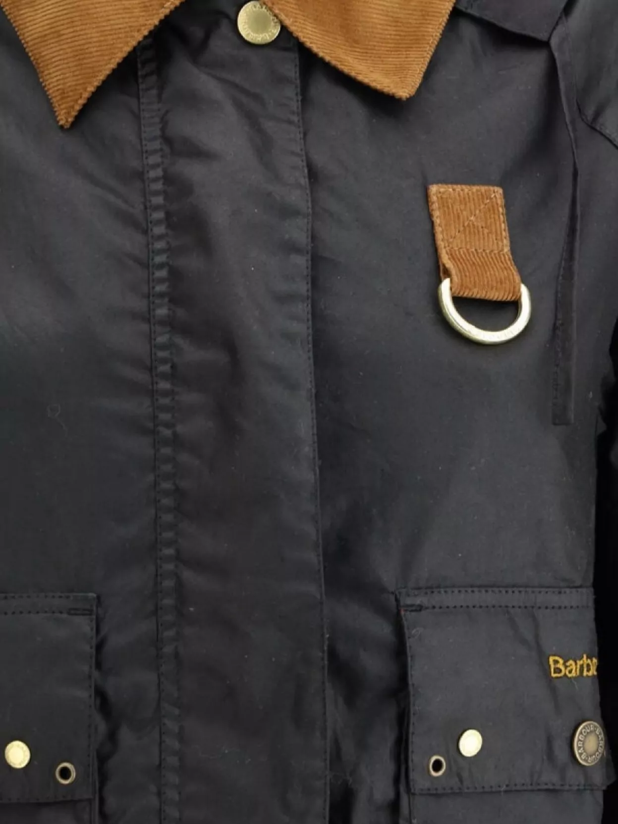 Barbour Adjustable Hood Waterproof Jacket With Corduroy Collar