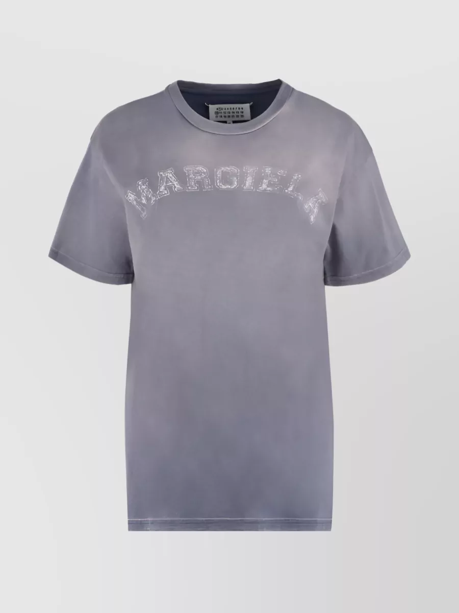 Shop Maison Margiela Logo-printed Short-sleeve T-shirt With Faded Effect In Grey