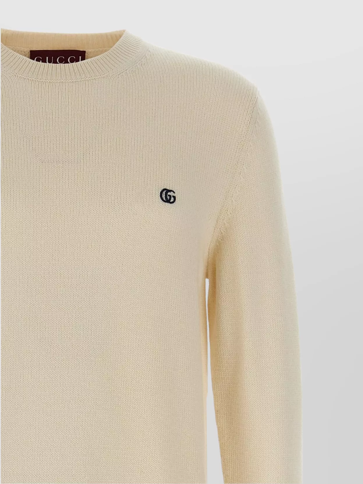 Gucci Logo Crew Neck Sweater With Ribbed Cuffs And Hem