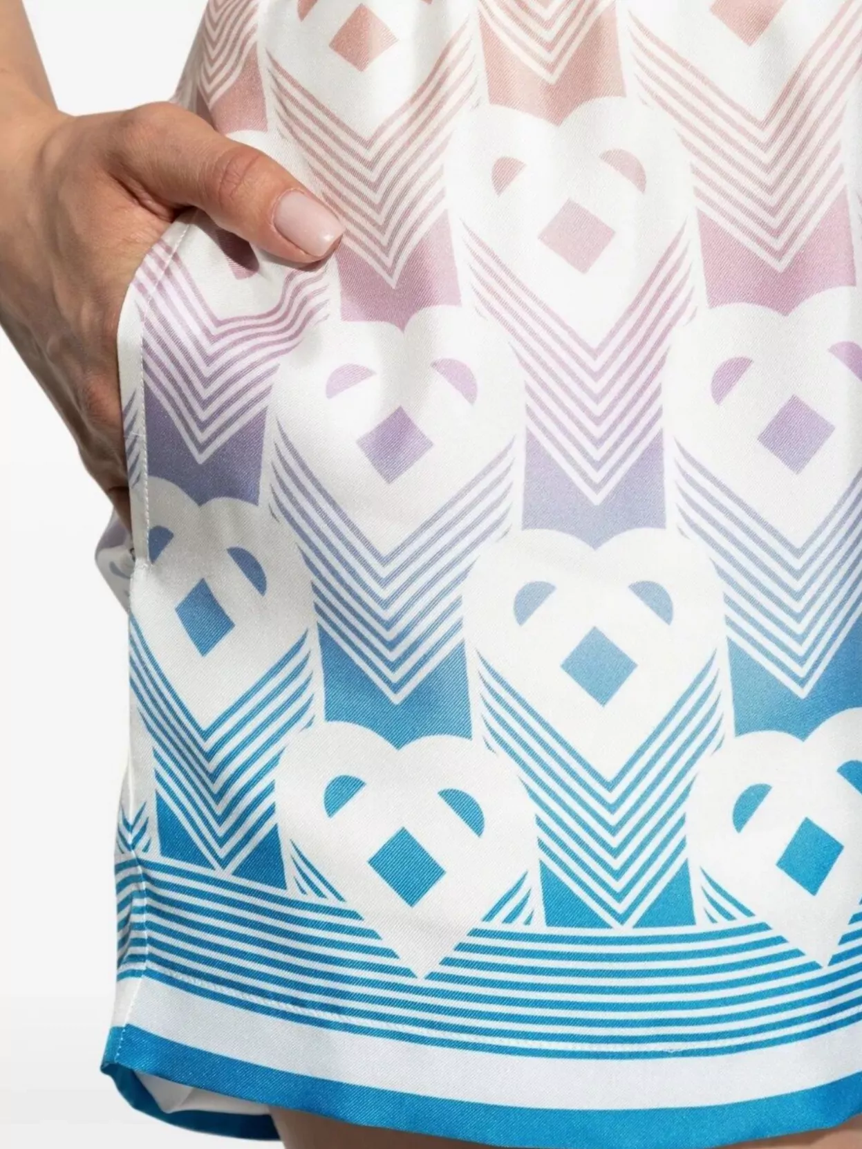 Casablanca Monogram Heart Patterned Silk Shorts