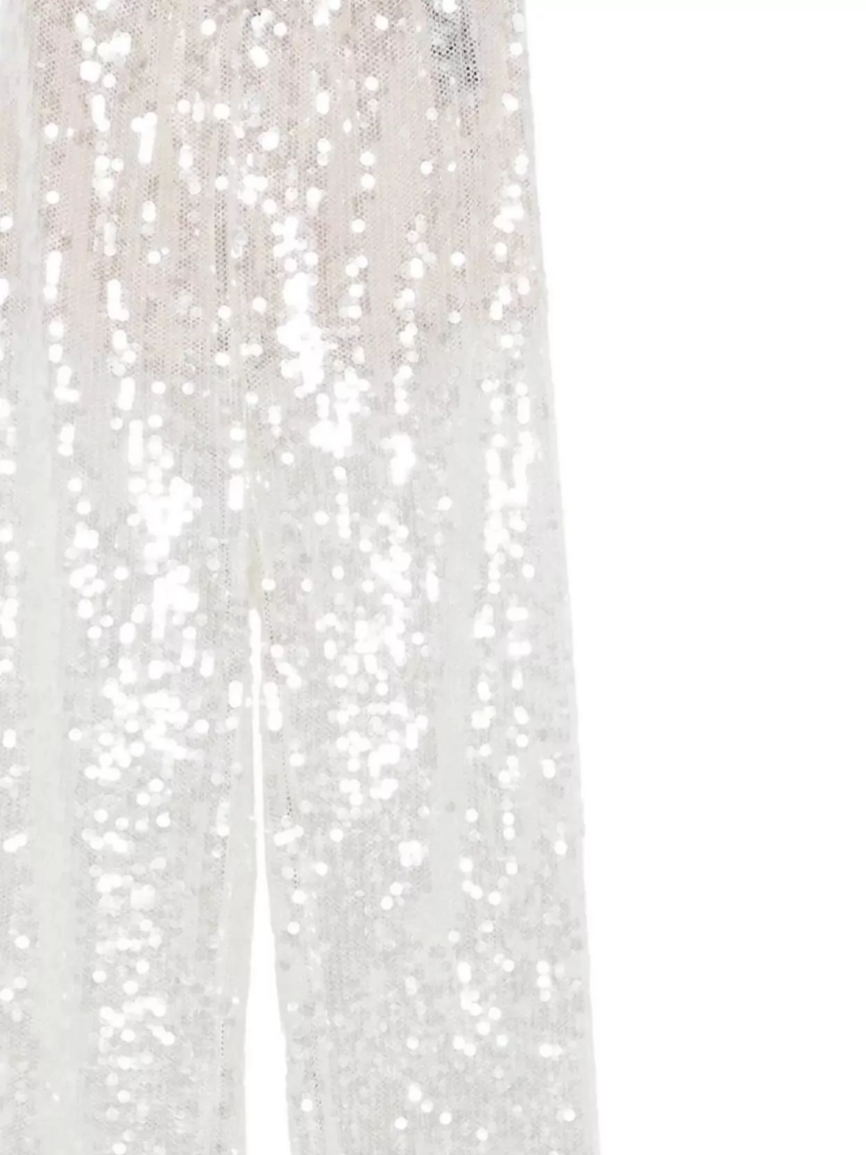 Federica Tosi Wide-leg Trousers With Shimmering Sequin Detailing In Neutral