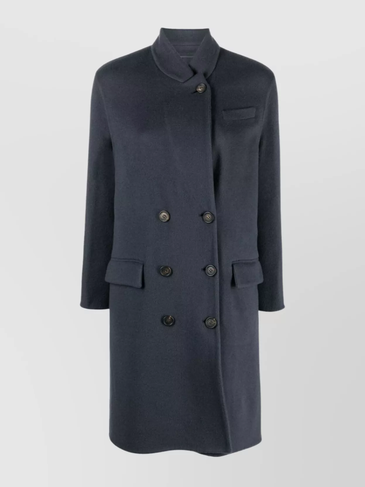 Brunello Cucinelli Double-breasted Button-fastening Coat In Gray
