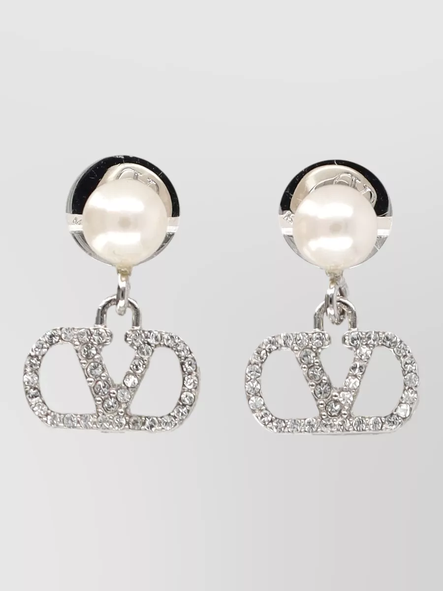 Valentino Garavani Crystal-Embellished Pearl Stud Earrings